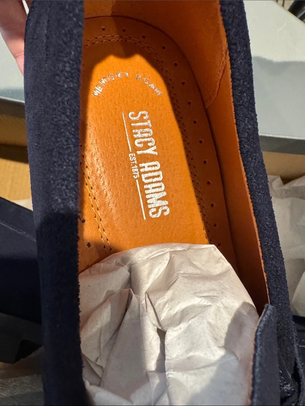 Stacy Adams Navy Suede Bit Slip-On Loafers